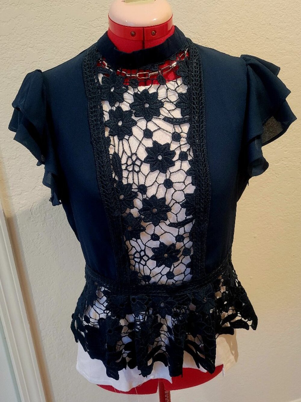 Flower Weave Peplum Top